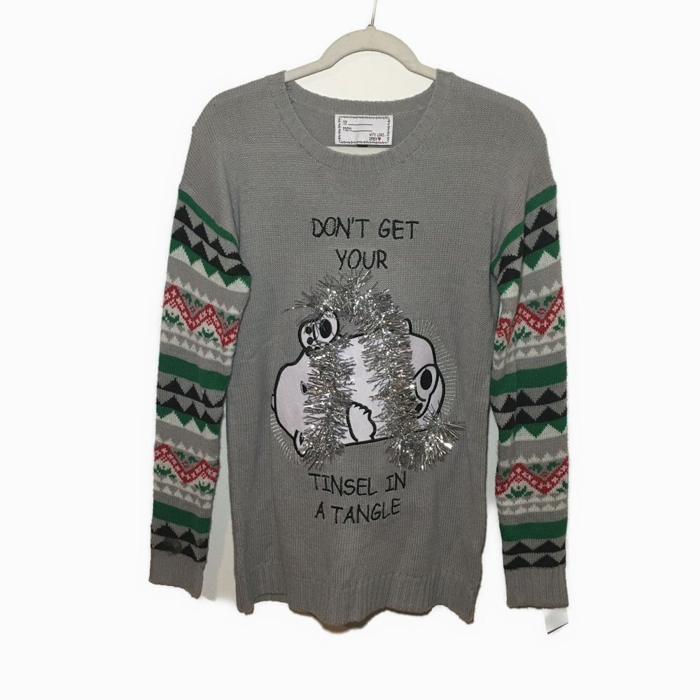 Don't Get Your Tinsel in a Tangle Christmas Sweater Size L
